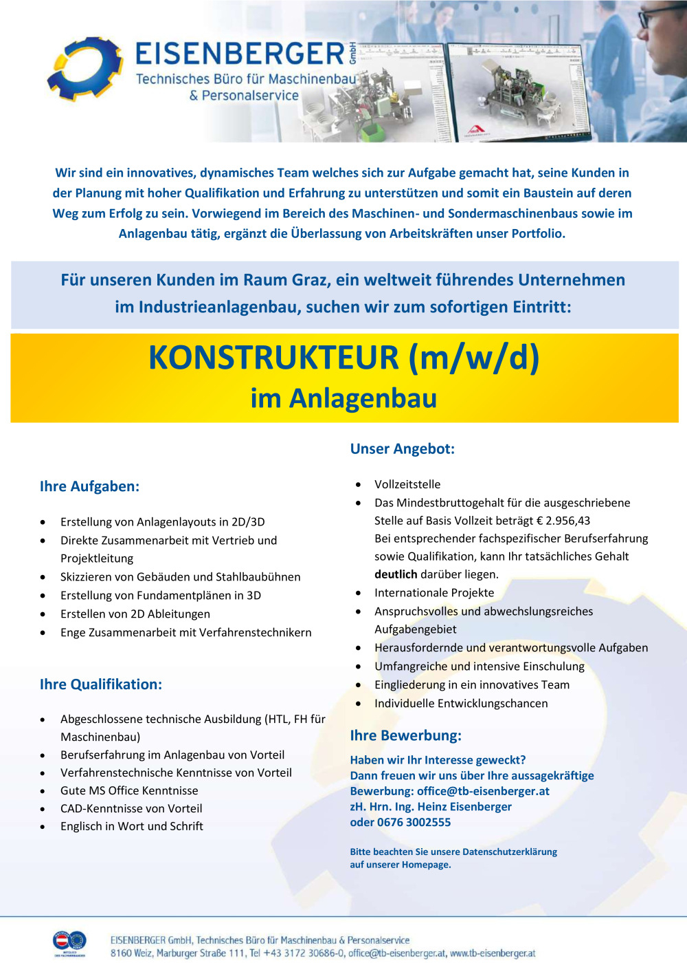 Konstrukteur (m/w/d) im Anlagenbau