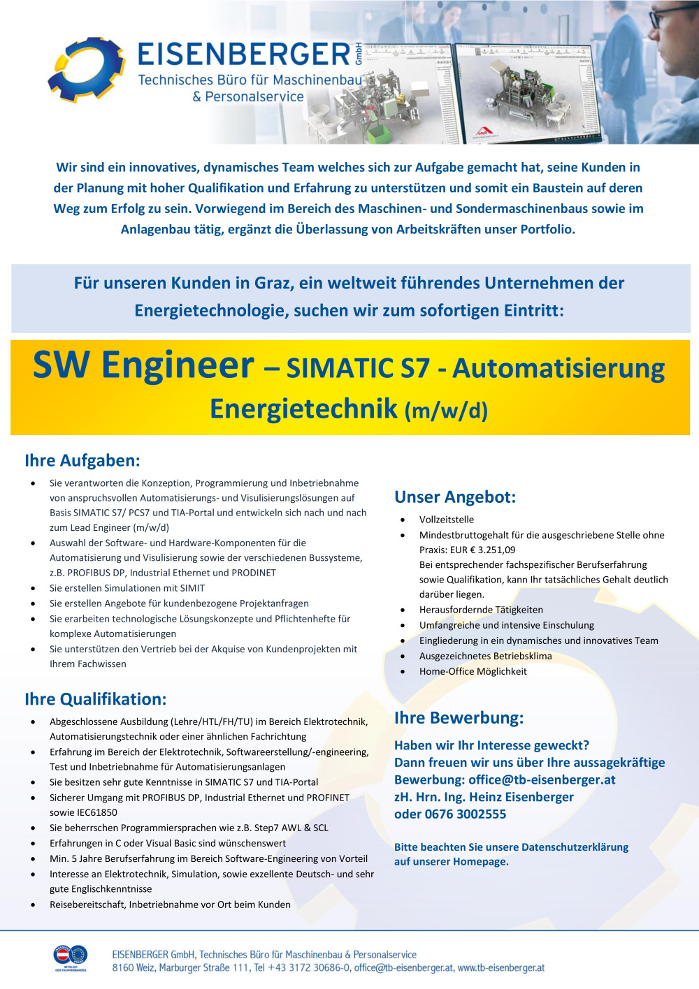 SW Engineer – SIMATIC S7 - Automatisierung Energietechnik (m/w/d)