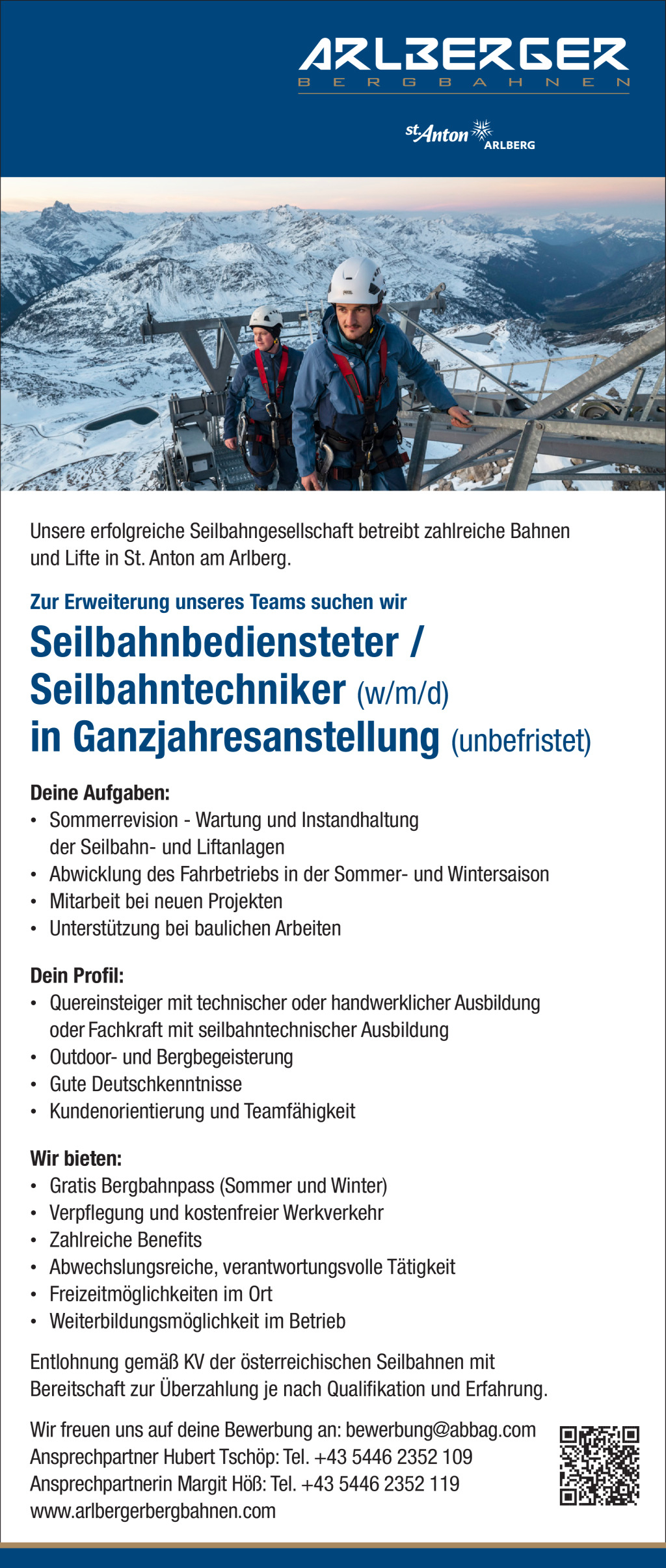 Seilbahnbediensteter / Seilbahntechniker (m/w/d) in Ganzjahresanstellung (unbefristet)