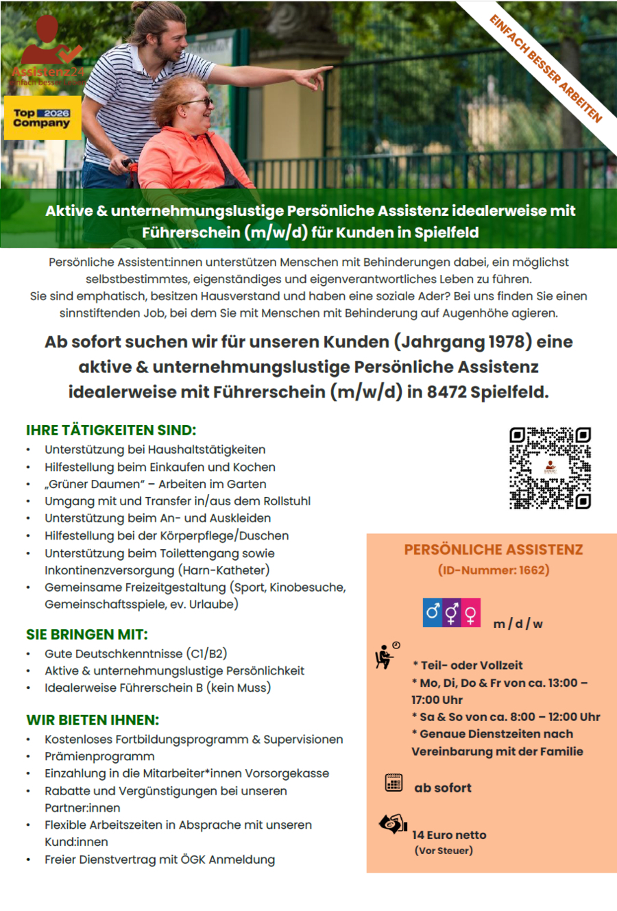 Aktive & unternehmungslustige Persönliche Assistenz (m/w/d) (ID1662)