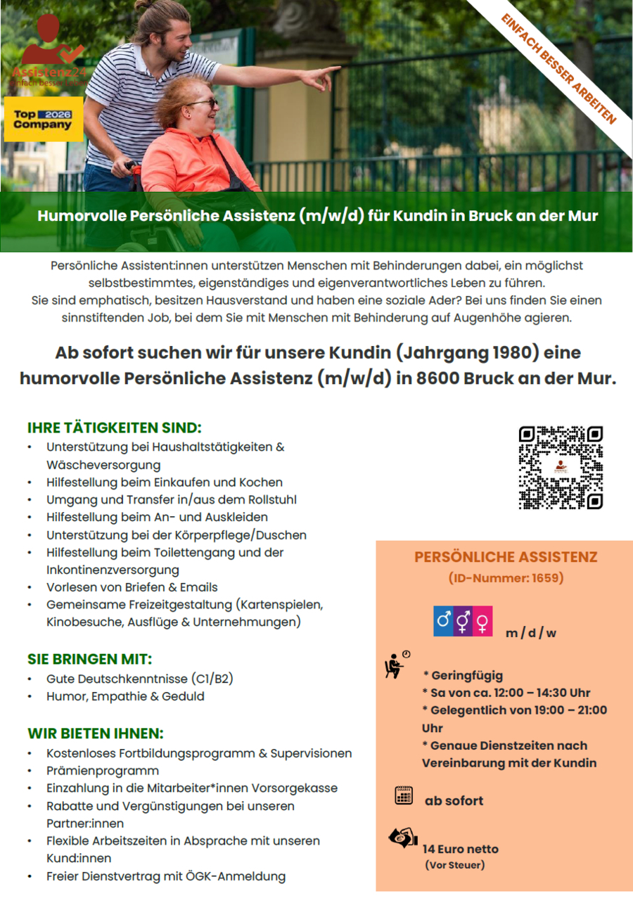 Humorvolle Persönliche Assistenz (m/w/d) (ID1659)