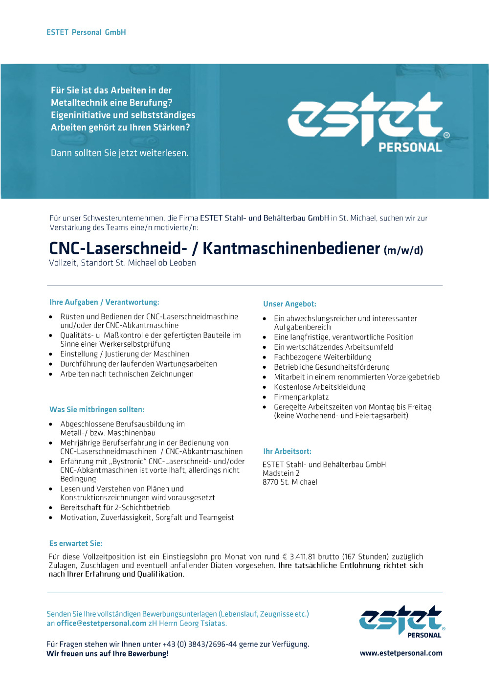 CNC-Laserschneid- / Kantmaschinenbediener (m/w/d) 