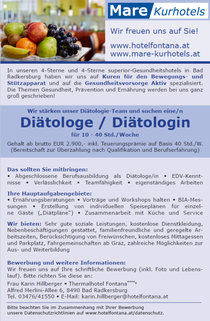 Diätologe / Diätologin