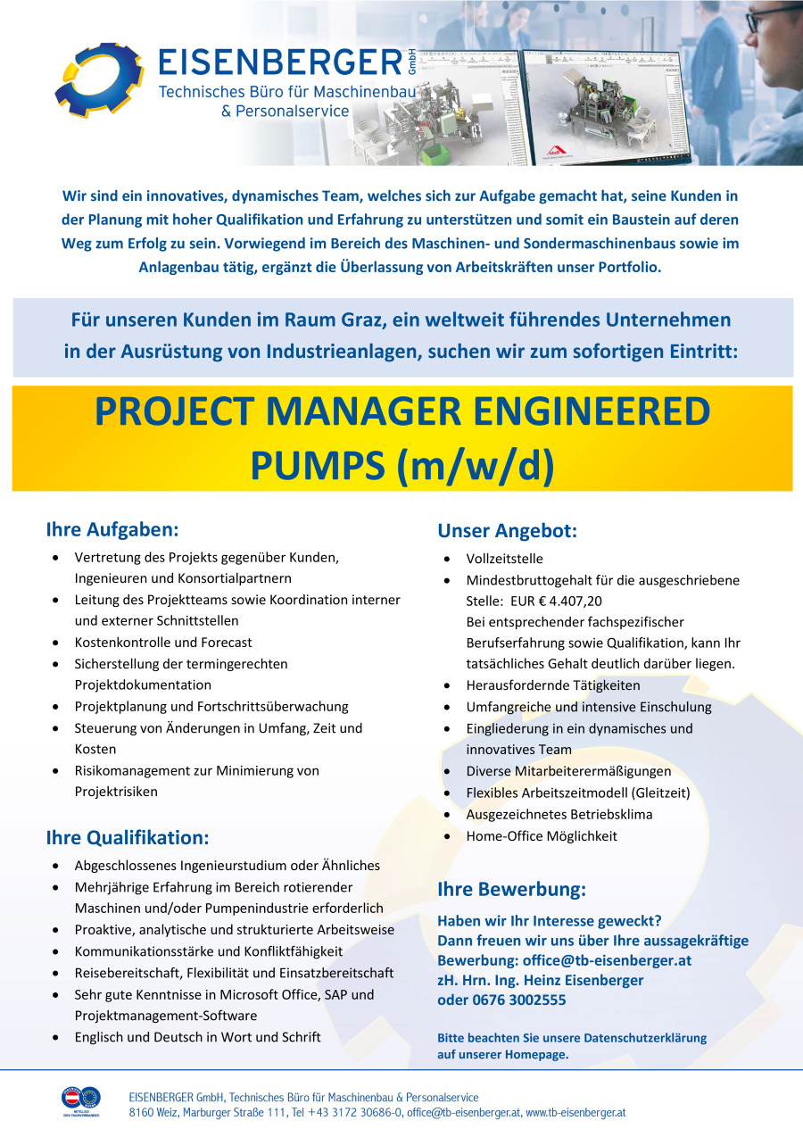 Project Manager Engineered Pumps (m/w/d)