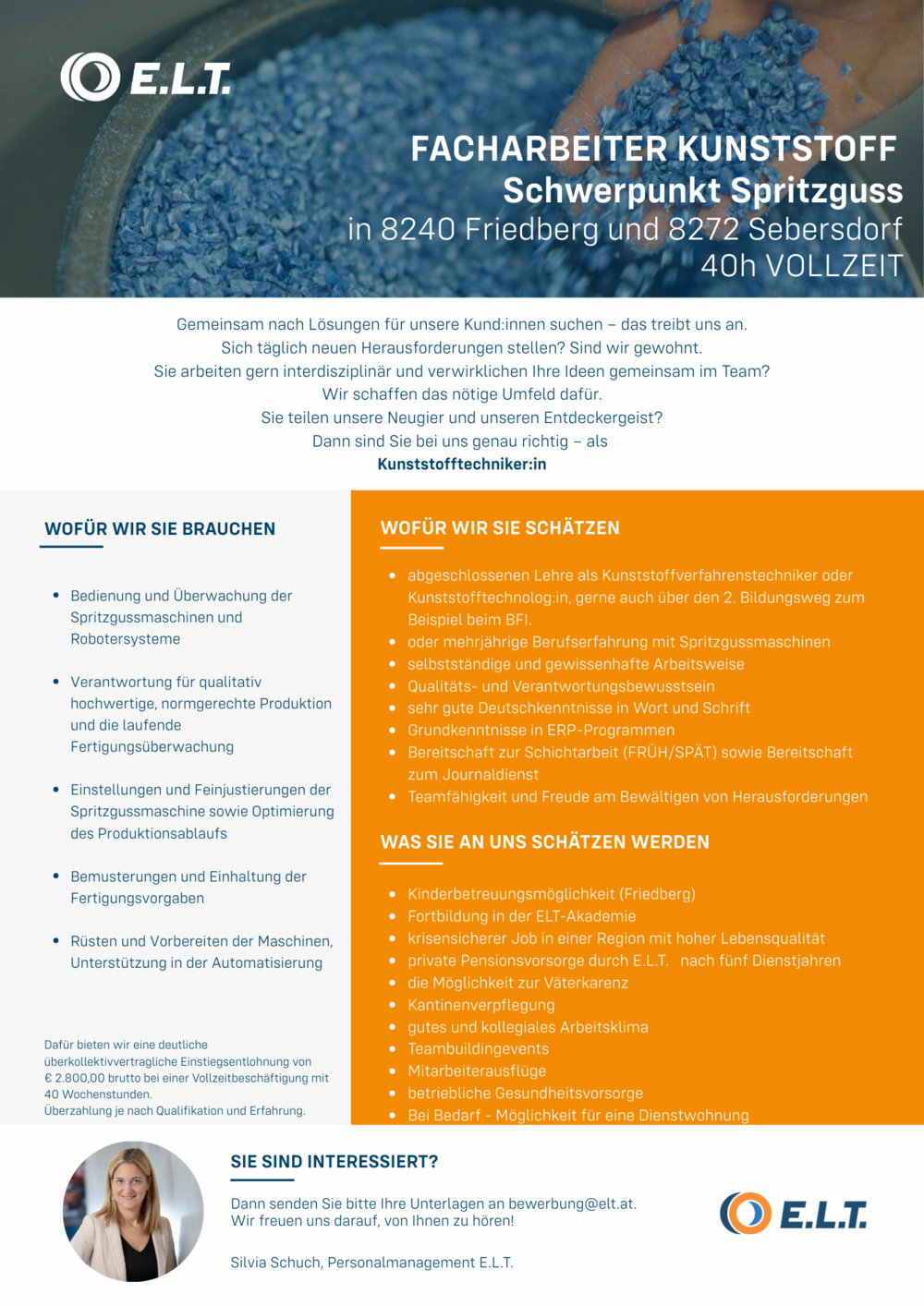 Facharbeiter Kunststoff (m/w/d) – Schwerpunkt Spritzguss 