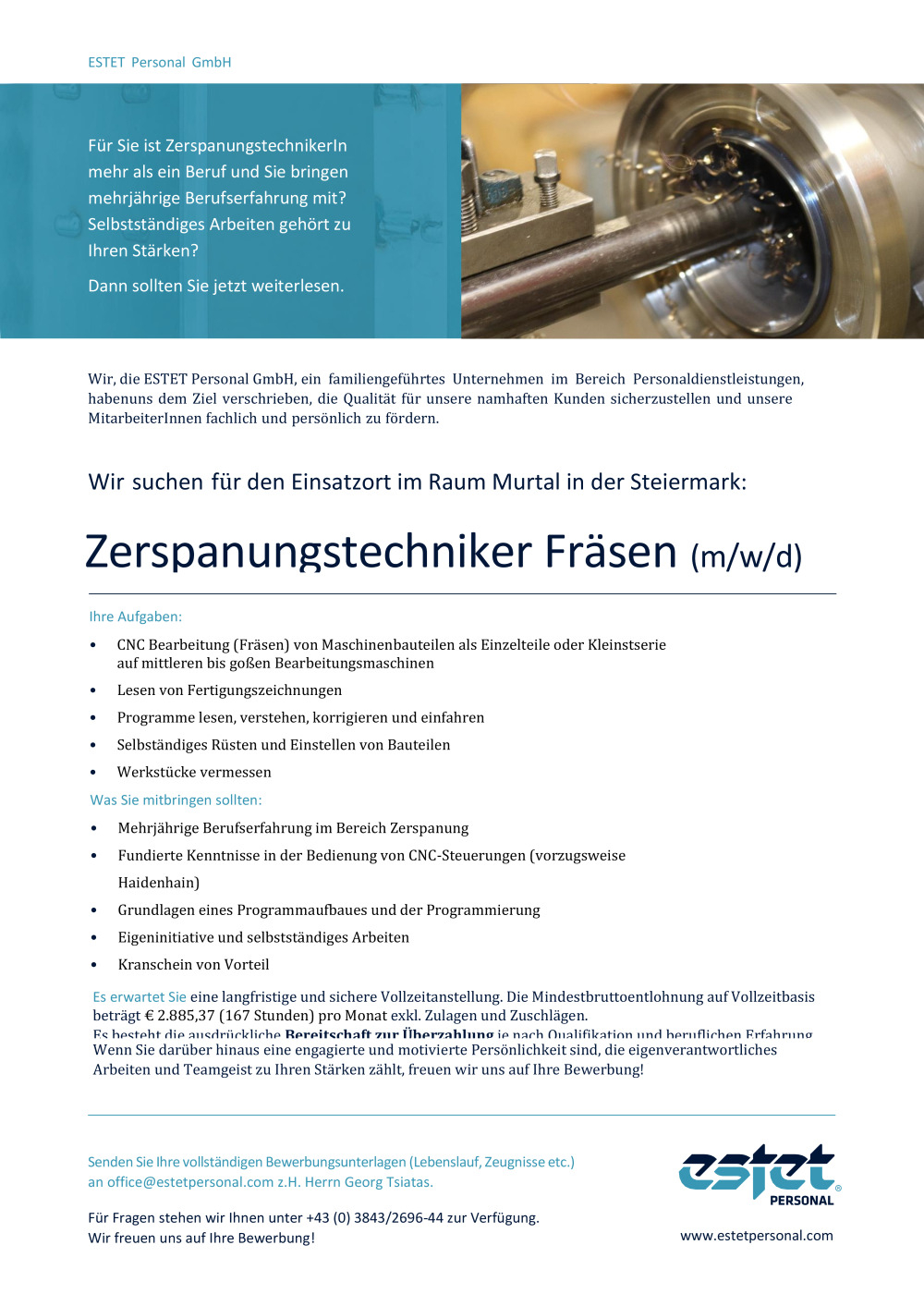 Zerspanungstechniker Fräsen (m/w/d)