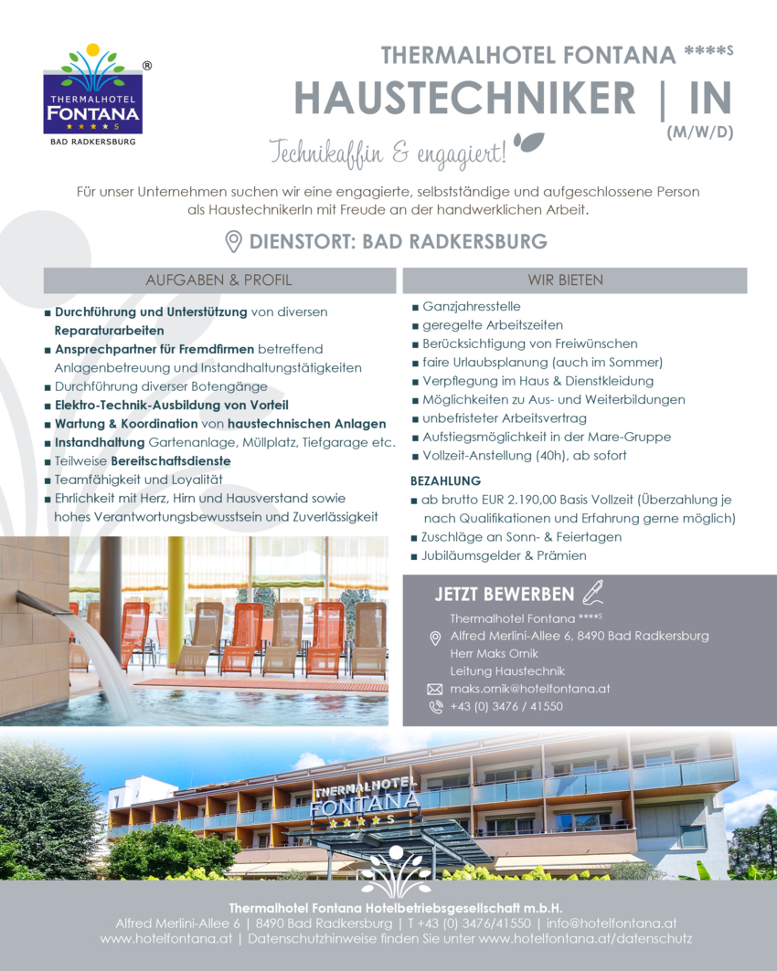 Mitarbeiter/in für die Haustechnik