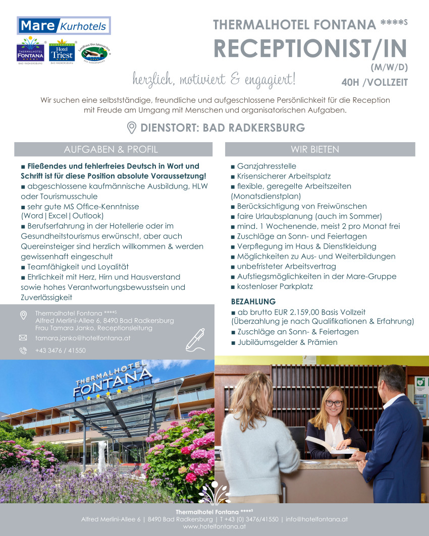 Rezeptionist:in (m/w/d)