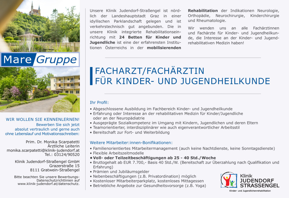 Facharzt/Fachärztin für Kinder- und Jugendheilkunde (m/w/d)