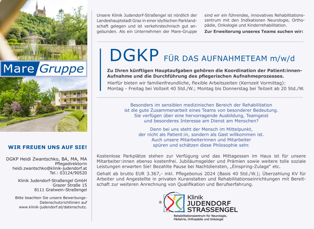 Stelleninserat Judendorf 10_24 Aufnahme Pflege