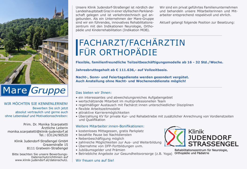 Facharzt / Fachärztin für Orthopädie (m/w/d)