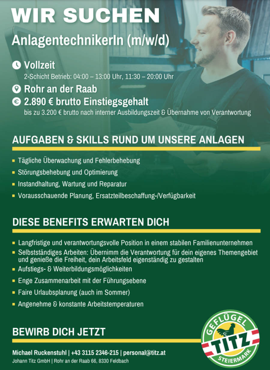 AnlagentechnikerIn (m/w/d)
