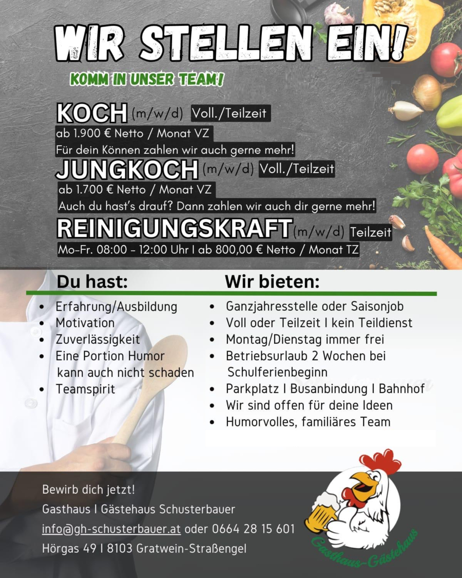 Koch / Jungkoch / Reinigungskraft (m/w/d)