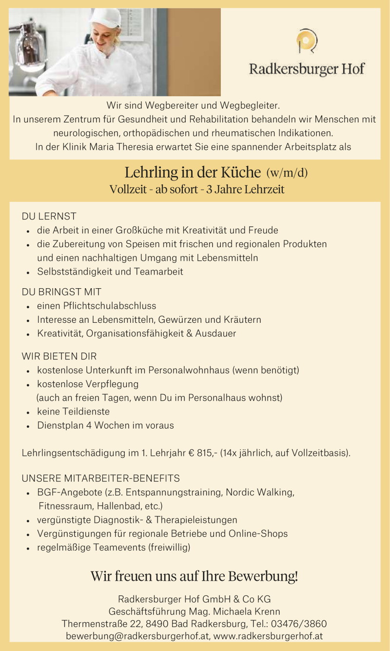 Lehrling in der Küche (w/m/d)