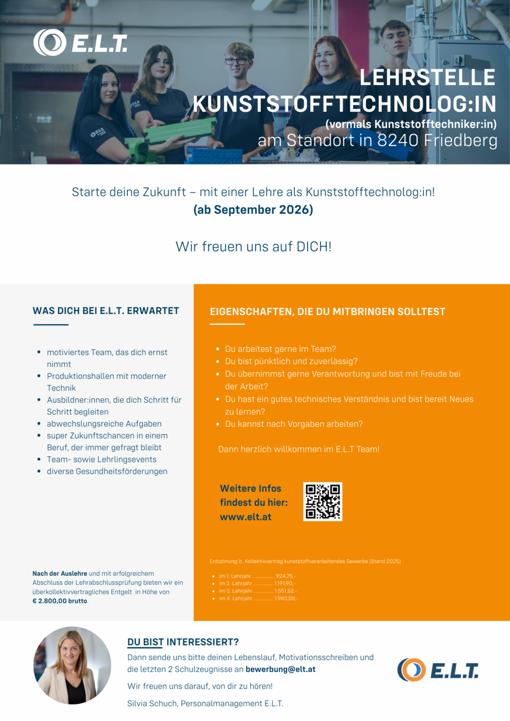 Lehrstelle Kunststofftechnolog:in (m/w/d)