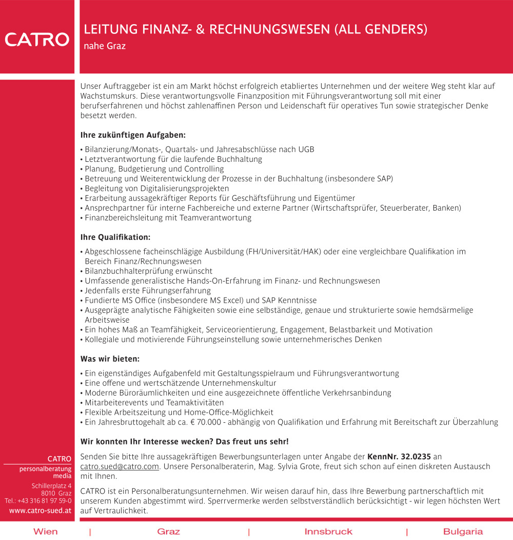 Leitung Finanz- und Rechnungswesen (m/w/d)