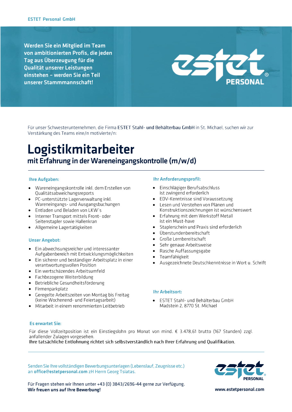 Logistikmitarbeiter (m/w/d) mit Erfahrung in der Wareneingangskontrolle 