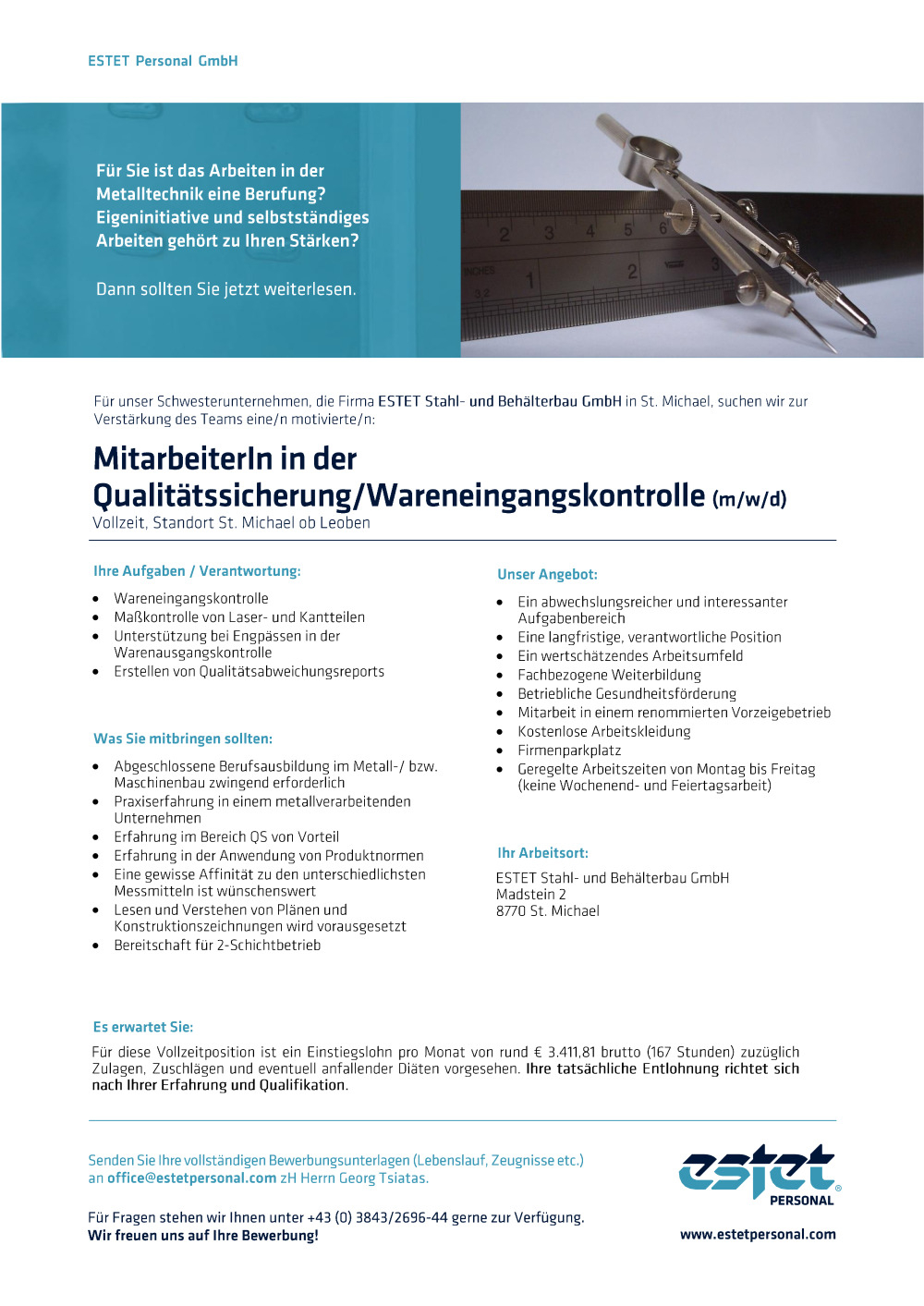 MitarbeiterIn in der Qualitätssicherung/Wareneingangskontrolle (m/w/d) 
