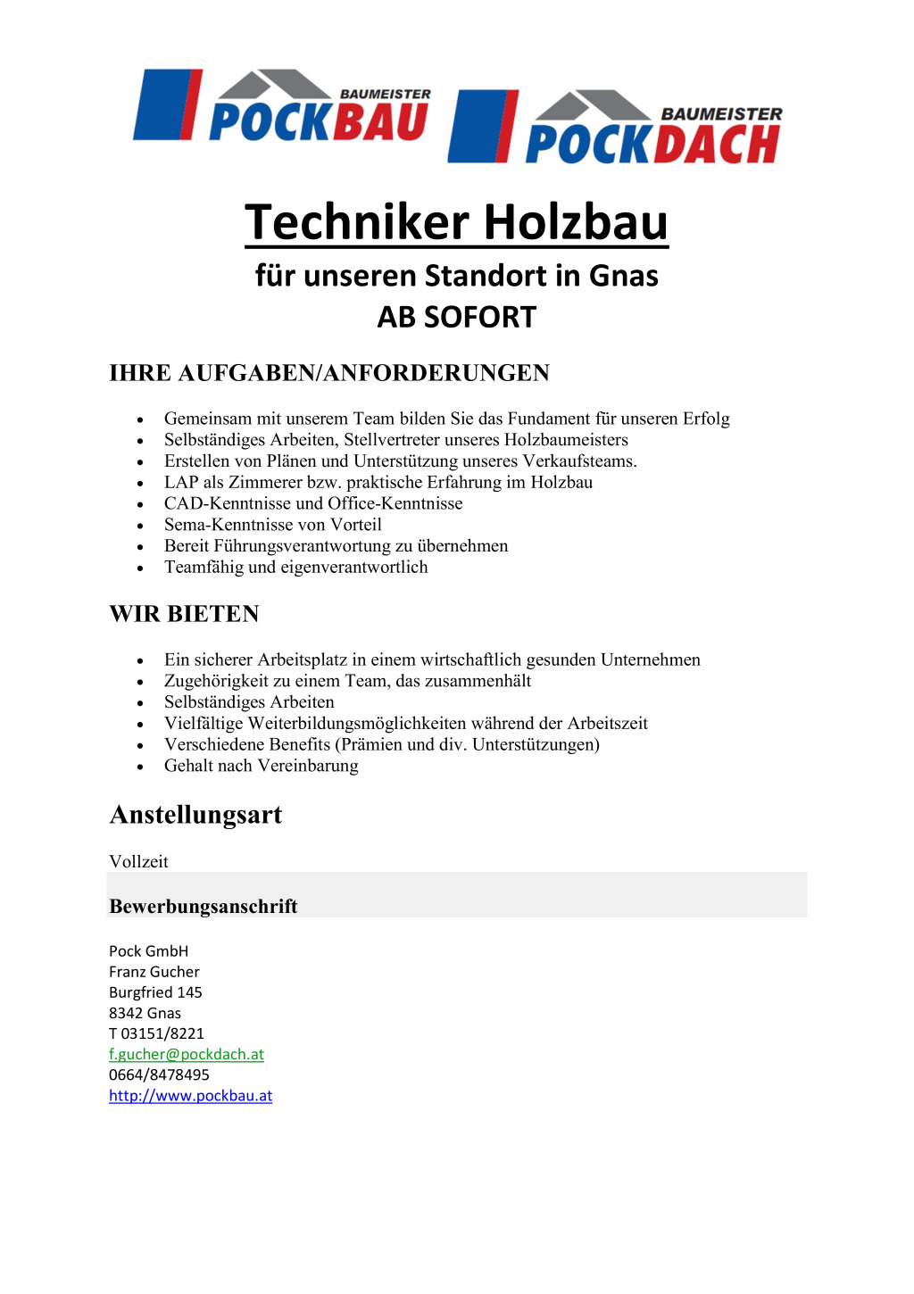 Techniker Holzbau (m/w)