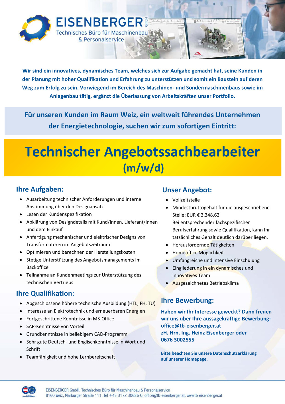Technischer Angebotssachbearbeiter (m/w/d)
