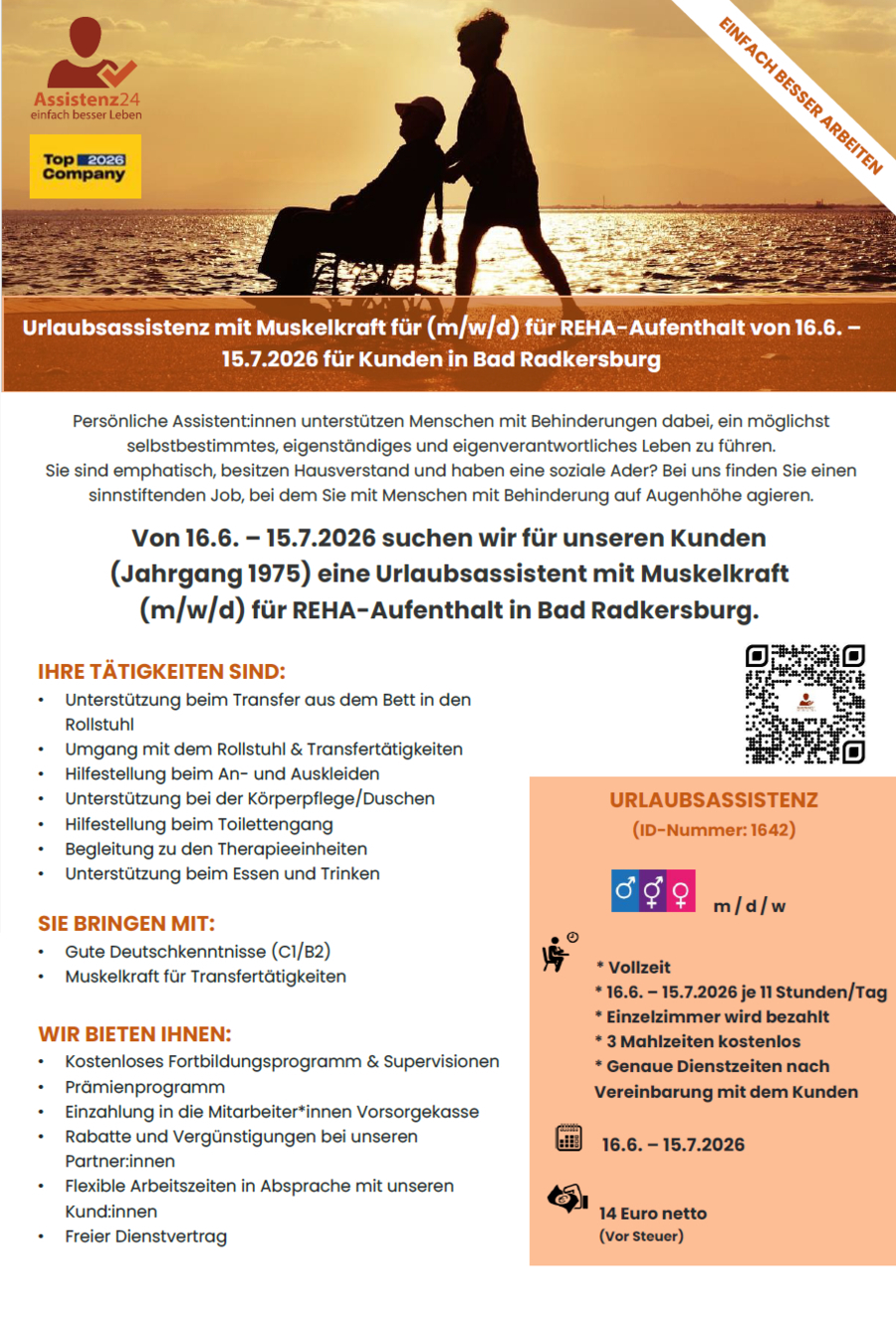 Urlaubsassistent*in (m/w/d) für REHA in Bad Radkersburg (ID1642)